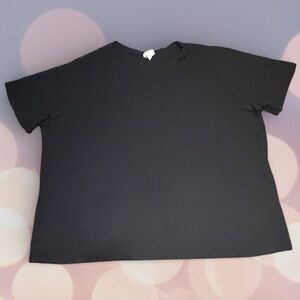 Ava & Viv Black Ribbed Short Sleeve Tee 4X Crewneck
